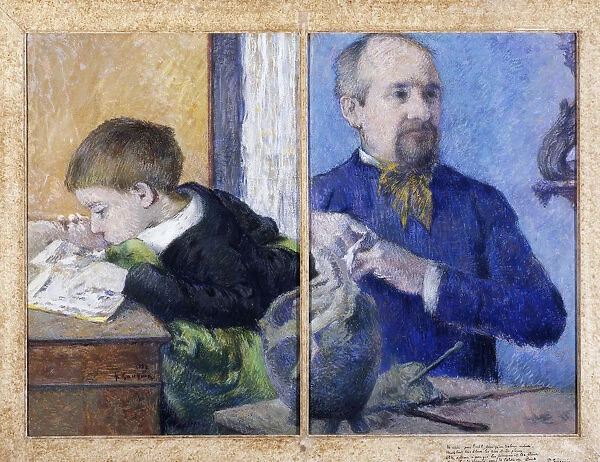 Portrait of the Sculptor Jean-Paul Aube (1837-1916) with son Emile, 1882