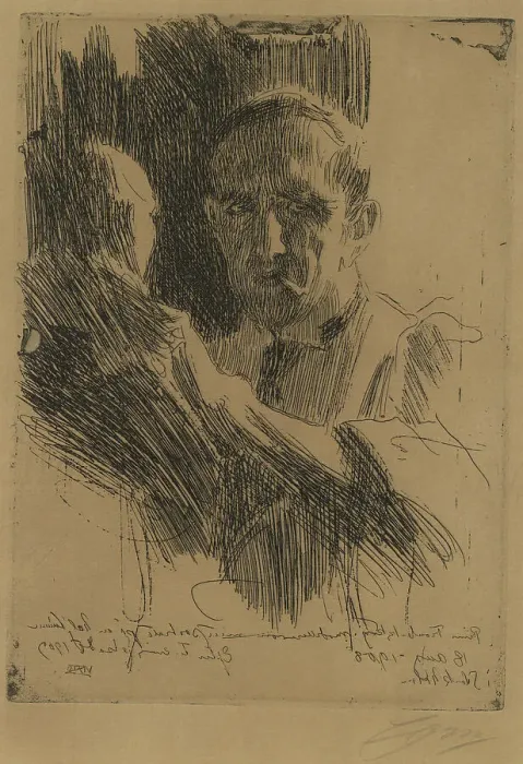 Framed Print : Portrait of the sculptor Paolo Troubetzkoy (1866-1938), 1909. Creator: Zorn; Anders Leonard (1860-1920) Framed Print : Portrait of the sculptor Paolo Troubetzkoy (1866-1938), 1909. Creator: Zorn; Anders Leonard (1860-1920)