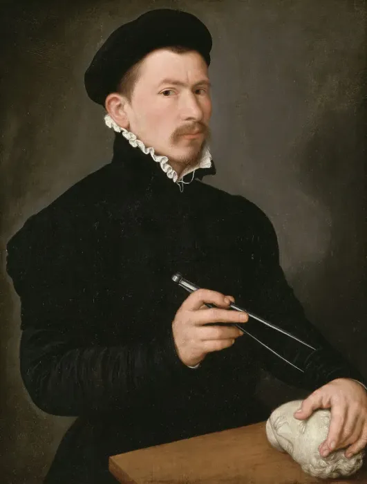 Framed Print : Portrait of a Sculptor, possibly Johan Gregor van der Schardt, mid 16th century. Creator: Nicolas Neufchatel Framed Print : Portrait of a Sculptor, possibly Johan Gregor van der Schardt, mid 16th century. Creator: Nicolas Neufchatel