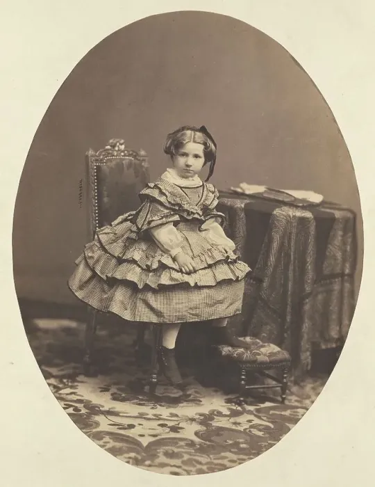Framed Print : Portrait of a Seated Girl, about 1858. Creator: Andre-Adolphe-Eugene Disderi Framed Print : Portrait of a Seated Girl, about 1858. Creator: Andre-Adolphe-Eugene Disderi