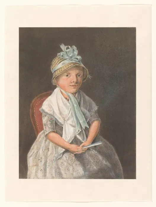 Framed Print : Portrait of a seated girl with a fan, 1804. Creator: Anthony Oberman Framed Print : Portrait of a seated girl with a fan, 1804. Creator: Anthony Oberman