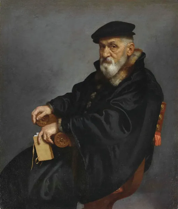 Framed Print : Portrait of a seated old man, c1576. Creator: Moroni; Giovan Battista (1520 / 25-1578) Framed Print : Portrait of a seated old man, c1576. Creator: Moroni; Giovan Battista (1520 / 25-1578)