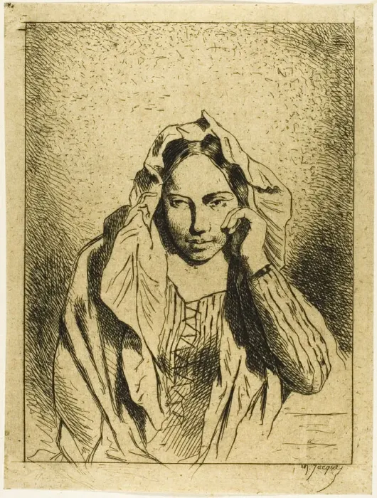 Framed Print : Portrait of a Seated Woman, n. d. Creator: Charles Emile Jacque Framed Print : Portrait of a Seated Woman, n. d. Creator: Charles Emile Jacque