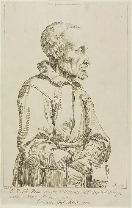 Framed Print : Portrait of Sebastiano Resta, 1738. Creator: Arthur Pond