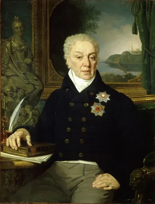Framed Print : Portrait of the Secretary of State Dmitri Prokofievich Troshchinsky (1754-1829), 1819. Artist: Borovikovsky, Vladimir Lukich (1757-1825) Framed Print : Portrait of the Secretary of State Dmitri Prokofievich Troshchinsky (1754-1829), 1819. Artist: Borovikovsky, Vladimir Lukich (1757-1825)