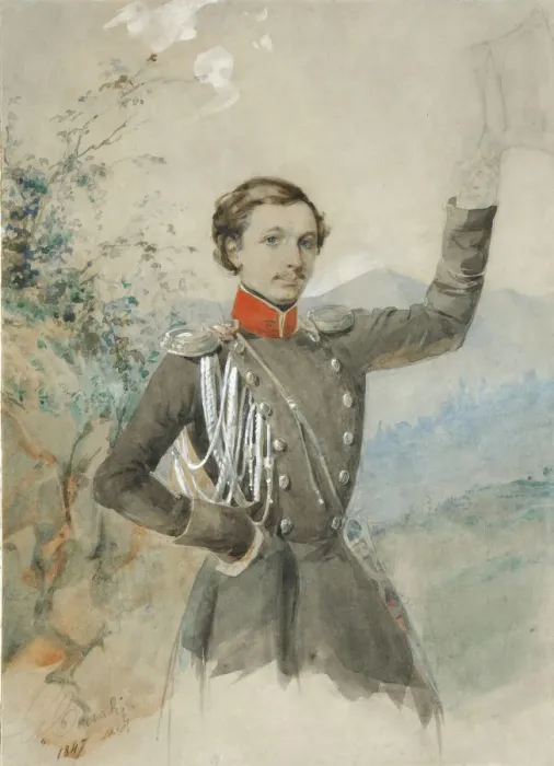 Framed Print : Portrait of Semyon Dmitrievich Lisanevich (1822-1877), 1847-1849. Artist: Corradini, G. V. (active 1840-1850s) Framed Print : Portrait of Semyon Dmitrievich Lisanevich (1822-1877), 1847-1849. Artist: Corradini, G. V. (active 1840-1850s)