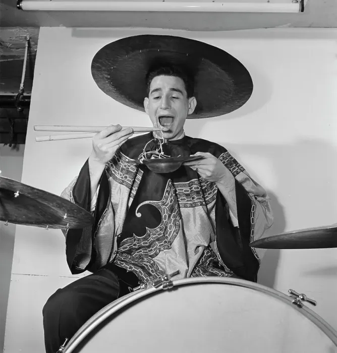 Framed Print : Portrait of Shelly Manne, New York, N.Y.(?), ca. June 1947. Creator: William Paul Gottlieb Framed Print : Portrait of Shelly Manne, New York, N.Y.(?), ca. June 1947. Creator: William Paul Gottlieb