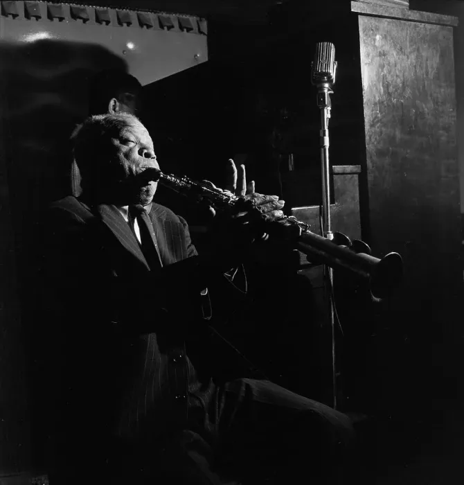 Framed Print : Portrait of Sidney Bechet, Jimmy Ryan's (Club), New York, N.Y. ca. June 1947. Creator: William Paul Gottlieb Framed Print : Portrait of Sidney Bechet, Jimmy Ryan's (Club), New York, N.Y. ca. June 1947. Creator: William Paul Gottlieb