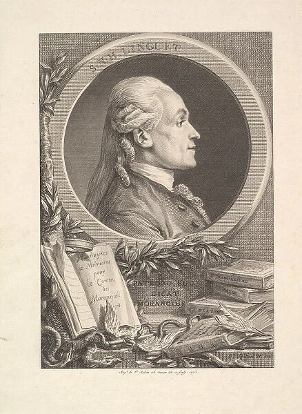 Portrait of Simon-Nicolas-Henri Linguet, 1773. Creators: Augustin de Saint-Aubin
