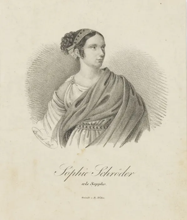 Framed Print : Portrait of the singer and actress Sophie Schroder (1781-1868) as Sappho, 1833 Framed Print : Portrait of the singer and actress Sophie Schroder (1781-1868) as Sappho, 1833