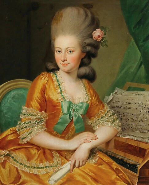 Portrait of a singer at the harpsichord. Creator: Weikert, Georg (1743 / 45-1799)