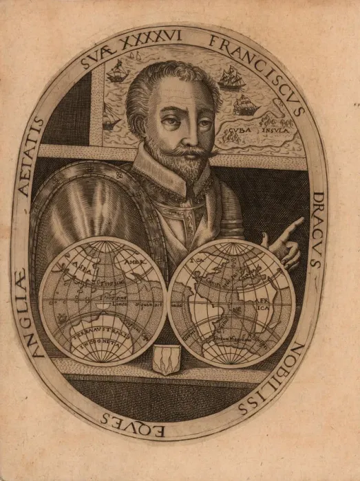 Framed Print : Portrait of Sir Francis Drake, 1596. Creator: Anonymous Framed Print : Portrait of Sir Francis Drake, 1596. Creator: Anonymous