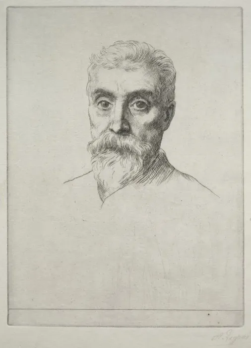 Framed Print : Portrait of Sir Hiram S. Maxim. Creator: Alphonse Legros (French, 1837-1911) Framed Print : Portrait of Sir Hiram S. Maxim. Creator: Alphonse Legros (French, 1837-1911)