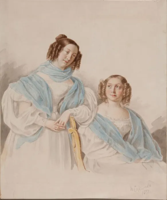 Framed Print : Portrait of Sisters Countesses Antonina Dmitrievna (1813-1891) und Lidia Dmitrievna (1815-1882) Blud Artist: Sokolov, Pyotr Petrovich (1821-1899) Framed Print : Portrait of Sisters Countesses Antonina Dmitrievna (1813-1891) und Lidia Dmitrievna (1815-1882) Blud Artist: Sokolov, Pyotr Petrovich (1821-1899)