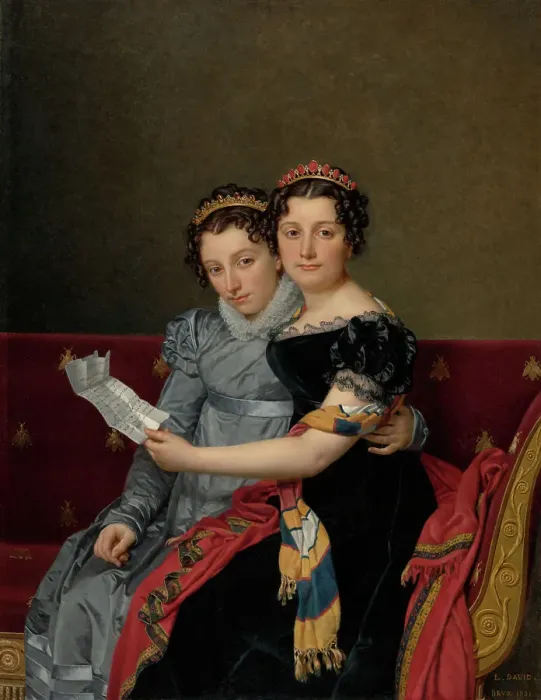 Framed Print : Portrait of the Sisters Zenaide and Charlotte Bonaparte, 1821. Creator: Jacques-Louis David Framed Print : Portrait of the Sisters Zenaide and Charlotte Bonaparte, 1821. Creator: Jacques-Louis David