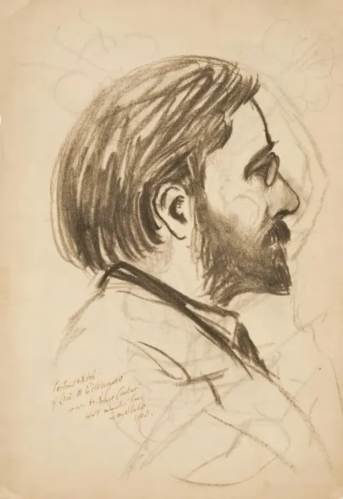 Framed Print : Portrait Sketch of Louis M. Eilshemius, 1903. Creator: Robert Lindner Framed Print : Portrait Sketch of Louis M. Eilshemius, 1903. Creator: Robert Lindner