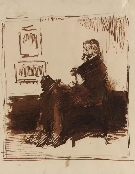 Framed Print : Portrait Sketch of Thomas Carlyle, 1872. Creator: James Abbott McNeill Whistler Framed Print : Portrait Sketch of Thomas Carlyle, 1872. Creator: James Abbott McNeill Whistler