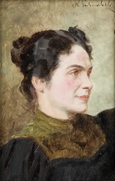 Framed Print : Portrait of a Smiling Lady, 1885. Creator: Kazimierz Pochwalski Framed Print : Portrait of a Smiling Lady, 1885. Creator: Kazimierz Pochwalski