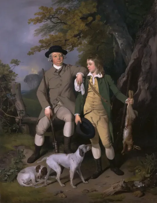 Framed Print : Portrait of a Sportsman with His Son, 1779. Creator: Francis Wheatley Framed Print : Portrait of a Sportsman with His Son, 1779. Creator: Francis Wheatley