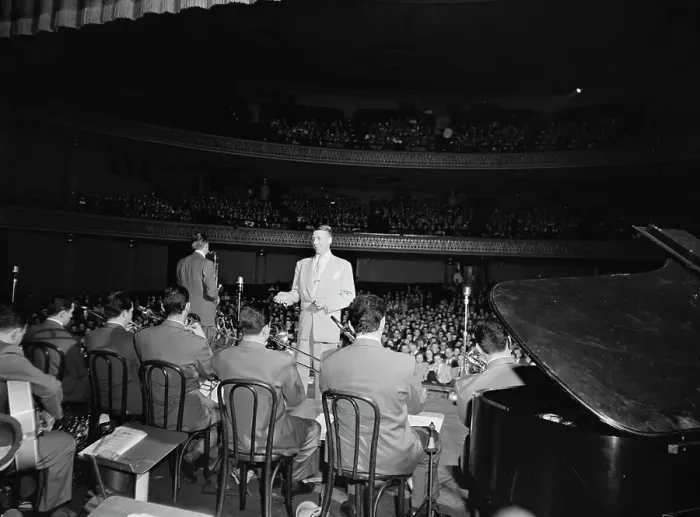 Framed Print : Portrait of Stan Kenton and Laurindo Almeida, 1947 or 1948. Creator: William Paul Gottlieb