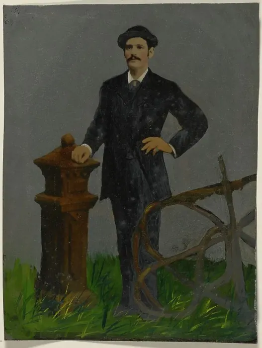 Framed Print : Portrait of standing man in hat, 1860s-1880s. Creator: Unknown Framed Print : Portrait of standing man in hat, 1860s-1880s. Creator: Unknown