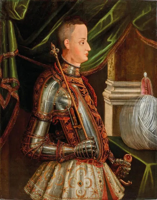 Framed Print : Portrait of Sultan Osman II (1604-1622), in armor with a scepter and... First third of 17th cen. Creator: Anonymous Framed Print : Portrait of Sultan Osman II (1604-1622), in armor with a scepter and... First third of 17th cen. Creator: Anonymous