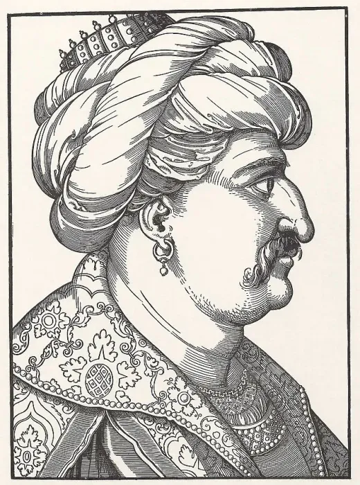 Framed Print : Portrait of Sultan Suleiman I the Magnificent. Artist: Schoen, Erhard (1491-1592) Framed Print : Portrait of Sultan Suleiman I the Magnificent. Artist: Schoen, Erhard (1491-1592)