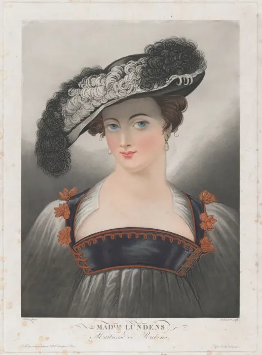 Framed Print : Portrait of Susanna Lunden, wearing wide-brimmed hat with feathers, ca. 1809-35 Framed Print : Portrait of Susanna Lunden, wearing wide-brimmed hat with feathers, ca. 1809-35