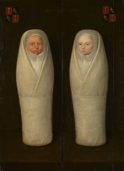 Portrait of Swaddled Twins: The Early-Deceased Children of Jacob de Graeff and Aeltge Boelens, c1617 Creator: Unknown