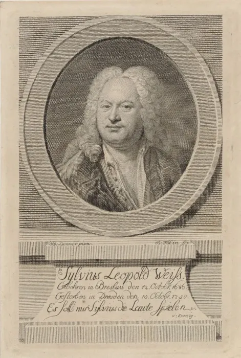 Framed Print : Portrait of Sylvius Leopold Weiss (1686-1750), 1750. Creator: Denner, Balthasar (1685-1749) Framed Print : Portrait of Sylvius Leopold Weiss (1686-1750), 1750. Creator: Denner, Balthasar (1685-1749)