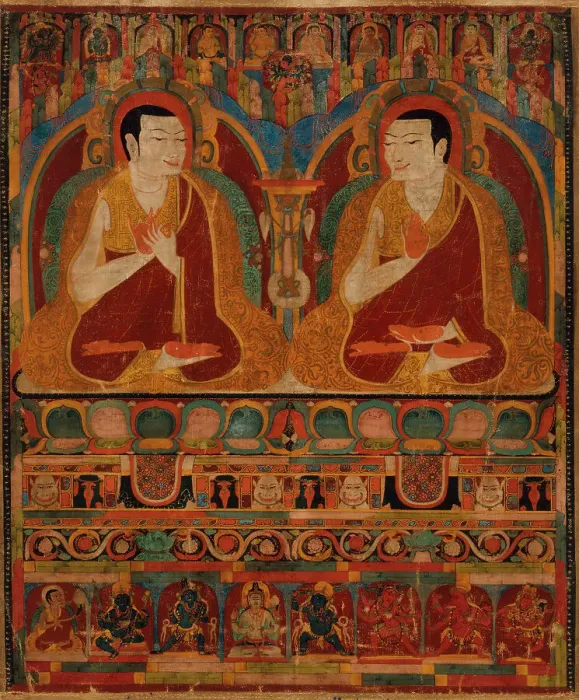Framed Print : Portrait of Two Taklung Lamas, 13th century. Creator: Anon