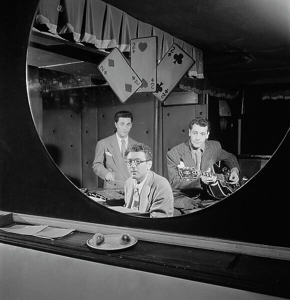 Portrait of Terry Gibbs, Harry Biss, and Bill (Buddy) De Arango, Three Deuces, N.Y. ca. June 1947. Creator: William Paul Gottlieb