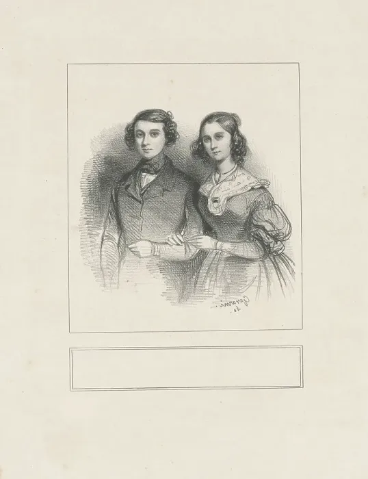 Framed Print : Portrait of Thelma Herdlitz (1818-1896) with her husband Émile Taigny (1810-1875), 1836. Creator: Gavarni, Paul (1804-1866) Framed Print : Portrait of Thelma Herdlitz (1818-1896) with her husband Émile Taigny (1810-1875), 1836. Creator: Gavarni, Paul (1804-1866)