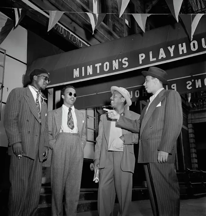 Framed Print : Portrait of Thelonious Monk, Howard McGhee, Roy Eldridge, and Teddy...Minton's Playhouse, N.Y. 1947 Creator: William Paul Gottlieb Framed Print : Portrait of Thelonious Monk, Howard McGhee, Roy Eldridge, and Teddy...Minton's Playhouse, N.Y. 1947 Creator: William Paul Gottlieb