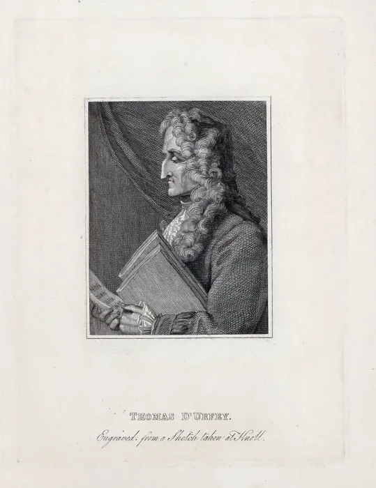 Framed Print : Portrait of Thomas d'Urfey (1653-1723). Creator: Unknown artist Framed Print : Portrait of Thomas d'Urfey (1653-1723). Creator: Unknown artist