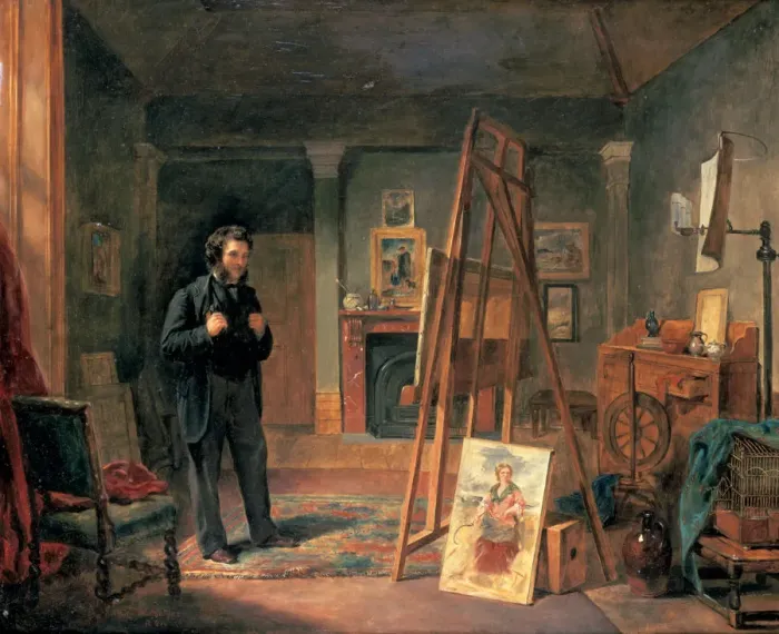 Framed Print : Portrait of Thomas Faed in his Studio, 19th century. Artist: John Ballantyne Framed Print : Portrait of Thomas Faed in his Studio, 19th century. Artist: John Ballantyne