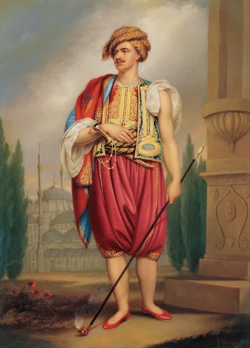Framed Print : Portrait of Thomas Hope (1769?1831) in Turkish Costume (after William Beechey), Early 19th cen Artist: Bone, Henry (1755-1834) Framed Print : Portrait of Thomas Hope (1769?1831) in Turkish Costume (after William Beechey), Early 19th cen Artist: Bone, Henry (1755-1834)