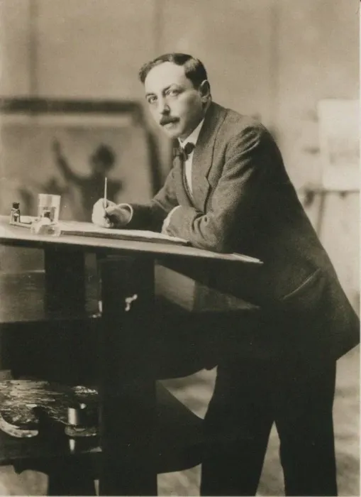 Framed Print : Portrait of Thomas Theodor Heine (1867-1948) in his studio, c. 1913. Creator: Anonymous Framed Print : Portrait of Thomas Theodor Heine (1867-1948) in his studio, c. 1913. Creator: Anonymous