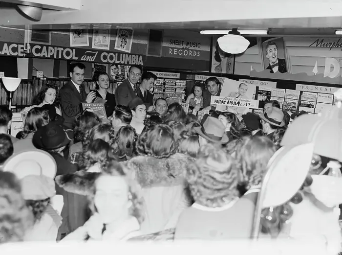 Framed Print : Portrait of Tommy Dorsey, record store, Washington, D.C. 1938. Creator: William Paul Gottlieb Framed Print : Portrait of Tommy Dorsey, record store, Washington, D.C. 1938. Creator: William Paul Gottlieb
