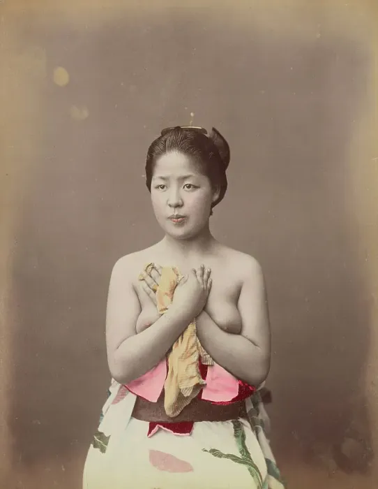Framed Print : Portrait of a Topless Young Woman, 1870s-1890s. Creator: Baron Raimund von Stillfried Framed Print : Portrait of a Topless Young Woman, 1870s-1890s. Creator: Baron Raimund von Stillfried