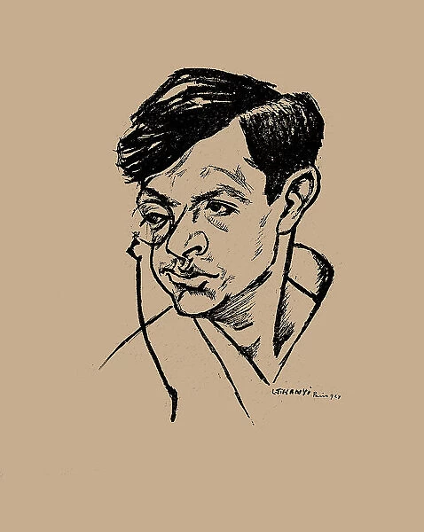 Portrait of Tristan Tzara (1896-1963), 1927. Creator: Tihanyi, Lajos (1885-1938)