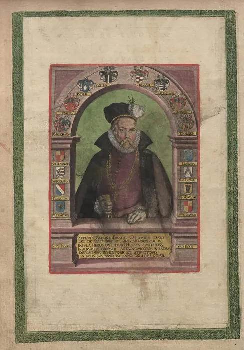 Framed Print : Portrait of Tycho Brahe (1546-1601). From Astronomiae Instauratae Mechanica, 1598. Creator: Unknown artist Framed Print : Portrait of Tycho Brahe (1546-1601). From Astronomiae Instauratae Mechanica, 1598. Creator: Unknown artist