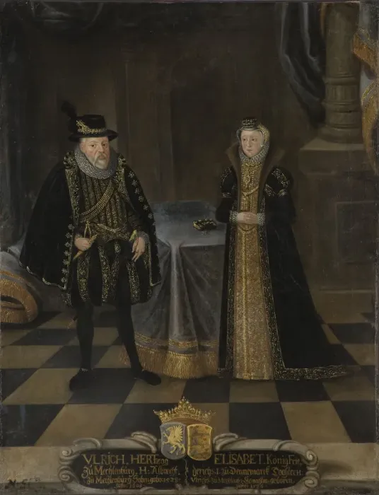 Framed Print : Portrait of Ulrich III (1527-1603), Duke of Mecklenburg and Elizabeth of Denmark (1524-1586), Duches Framed Print : Portrait of Ulrich III (1527-1603), Duke of Mecklenburg and Elizabeth of Denmark (1524-1586), Duches