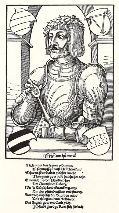 Framed Print : Portrait of Ulrich von Hutten (1488-1523). Artist: Schoen, Erhard (1491-1592) Framed Print : Portrait of Ulrich von Hutten (1488-1523). Artist: Schoen, Erhard (1491-1592)