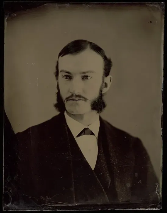 Framed Print : Portrait of Unidentified man with moustache and long muttonchop whiskers, 1860-1870. Creator: Unknown Framed Print : Portrait of Unidentified man with moustache and long muttonchop whiskers, 1860-1870. Creator: Unknown