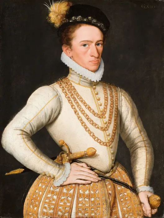 Framed Print : Portrait of an unknown French Nobleman, 1560. Artist: French master Framed Print : Portrait of an unknown French Nobleman, 1560. Artist: French master
