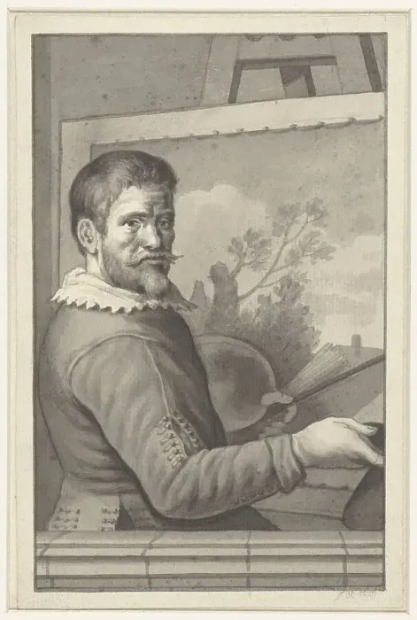 Framed Print : Portrait of an unknown painter at his easel, 1700-1800. Creator: Anon Framed Print : Portrait of an unknown painter at his easel, 1700-1800. Creator: Anon