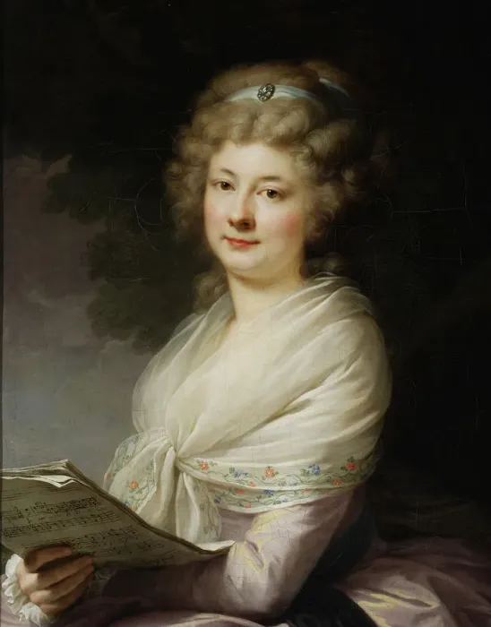 Framed Print : Portrait of Urszula Dembinska (1746-1825), nee Morsztyn with music scores Framed Print : Portrait of Urszula Dembinska (1746-1825), nee Morsztyn with music scores
