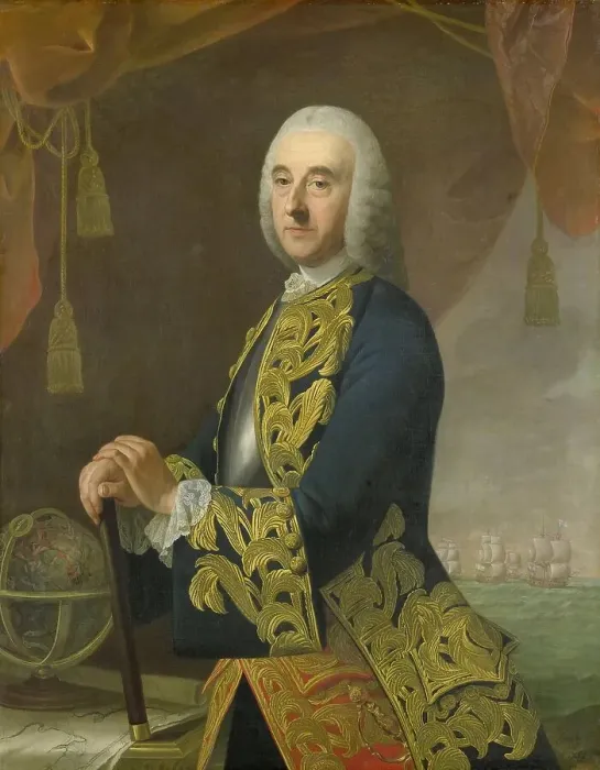 Framed Print : Portrait of Vice-Admiral Hendrik Lijnslager, Son of Harmen Lijnslager and Judith Allijn, 1759. Creator: Guillaume Jean Joseph de Spinny
