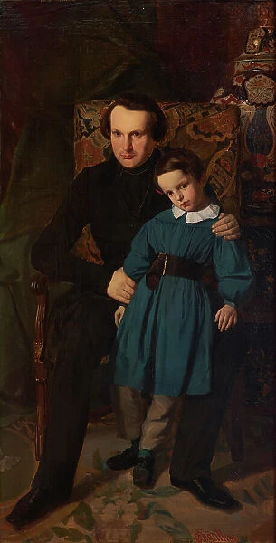 Portrait de Victor Hugo avec son fils François-Victor Hugo, 1836. Creator: Auguste de Chatillon